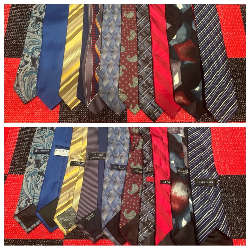 Lot of 10 Mens Silk Ties Ref# 0826
TIE WIDTH : 3 to 4 in